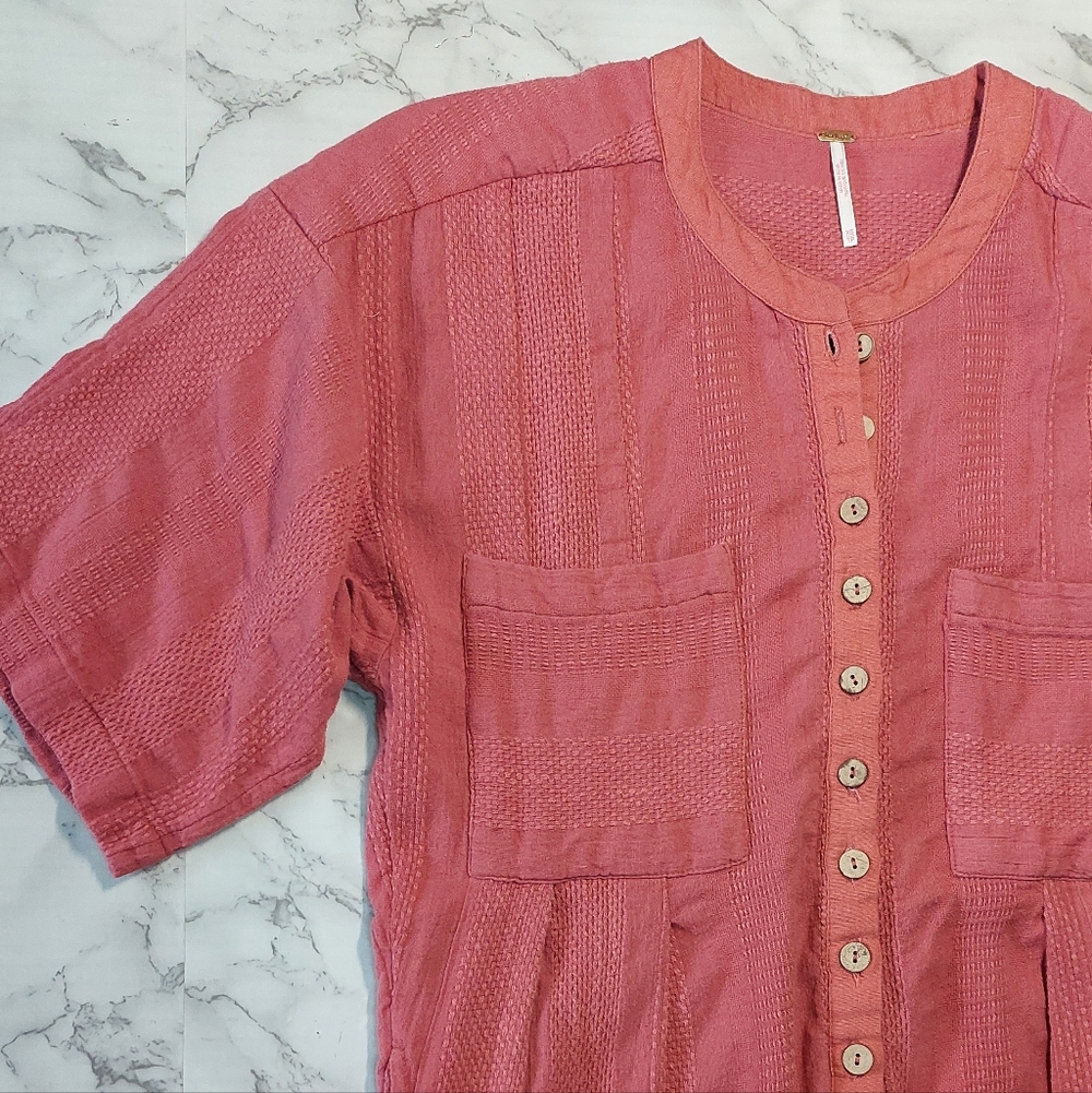 FREE PEOPLE Coral Current Obsession Oversized Jumpsuit With Pockets, Size XS - Picture 7 of 13